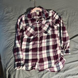 Maroon Plum Plaid Button Down Shirt